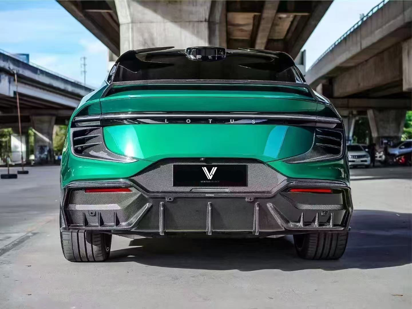 Lotus Eletre 2023 2024 with Aftermarket Parts - PK Style Rear Diffuser Pre-preg Carbon Fiber from Ventus Veloce
