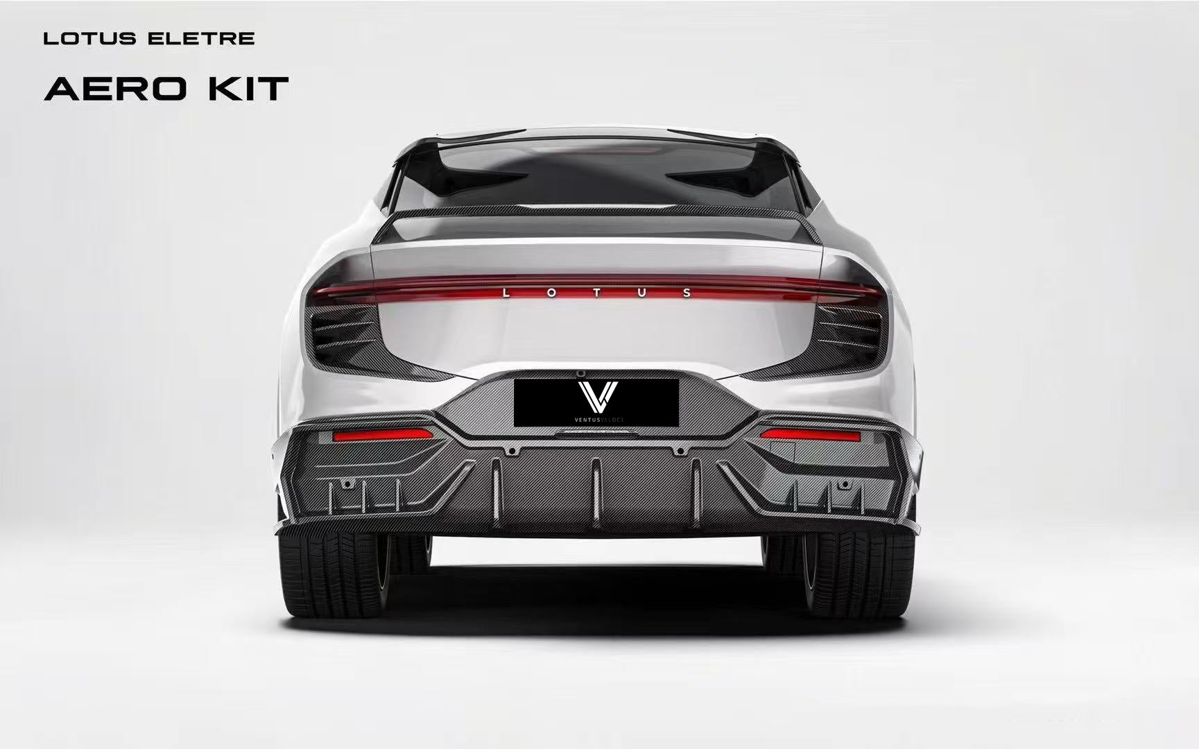 Lotus Eletre 2023 2024 with Aftermarket Parts - PK Style Rear Diffuser Pre-preg Carbon Fiber from Ventus Veloce