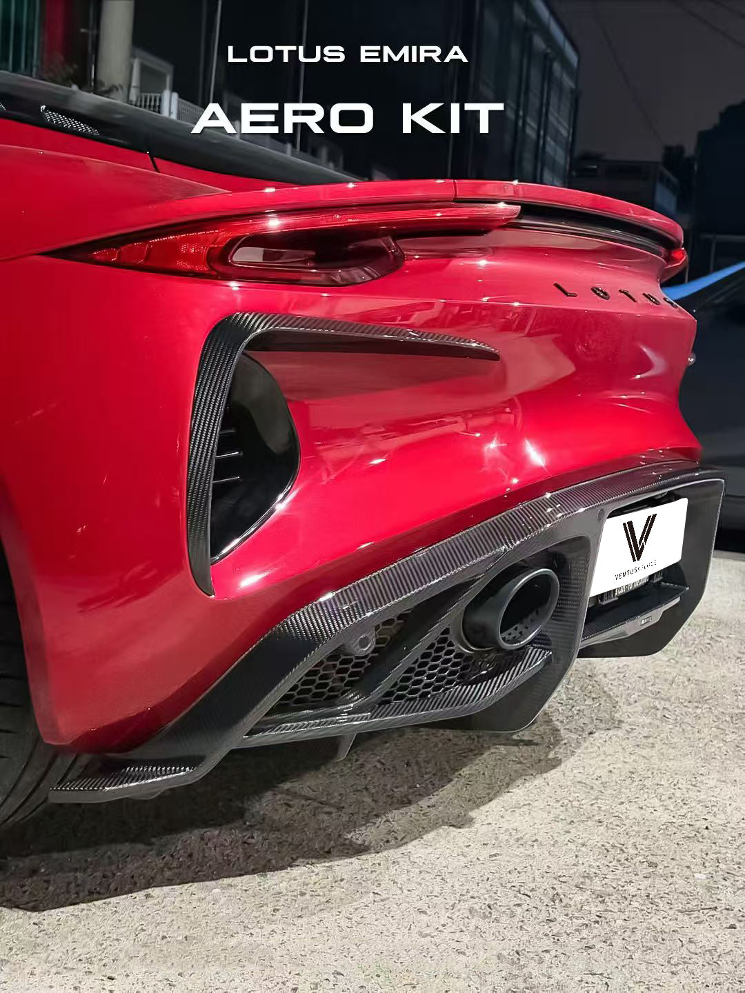 Lotus Emira 3.6 V6 2.0 Four-cylinder 2022-ON with Aftermarket Parts - Rear Diffuser Pre-preg Carbon Fiber from Ventus Veloce