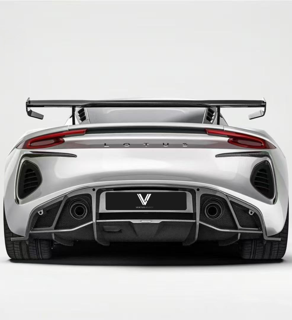Lotus Emira 3.6 V6 2.0 Four-cylinder 2022-ON with Aftermarket Parts - Rear Diffuser Pre-preg Carbon Fiber from Ventus Veloce
