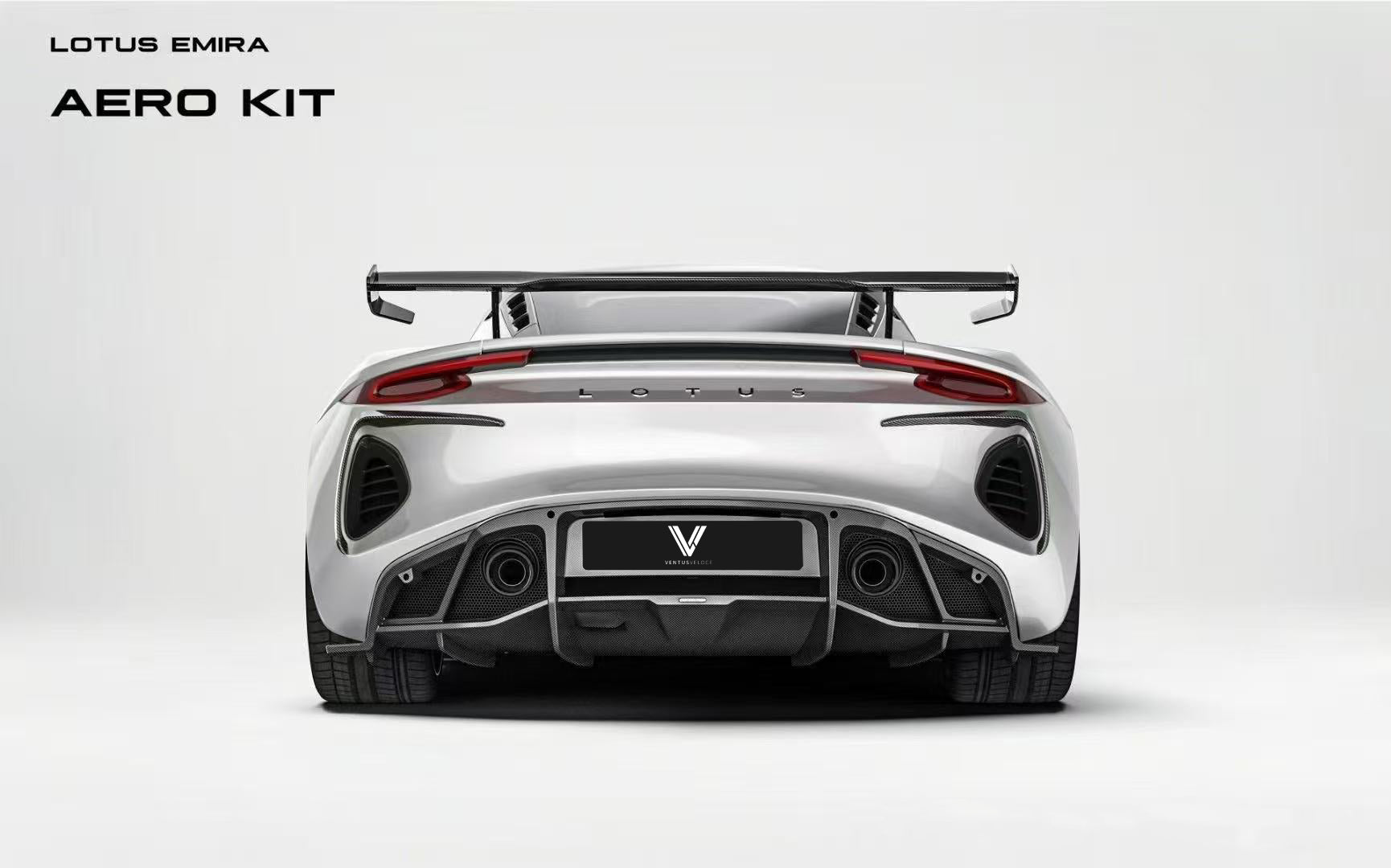 Lotus Emira 3.6 V6 2.0 Four-cylinder 2022-ON with Aftermarket Parts - Rear Spoiler Wing Pre-preg Carbon Fiber from Ventus Veloce
