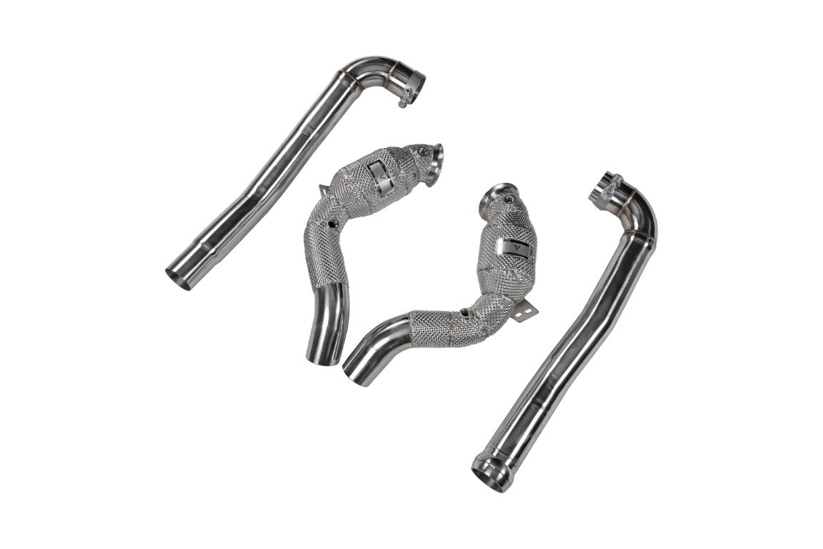 Mercedes Benz AMG GT GTS GTC GTR 2015 2016 2017 2018 2019 2020 2021 with Aftermarket Parts - 100 & 200 & 300 CELL & NO CAT Downpipe Stainless steel from Ventus Veloce