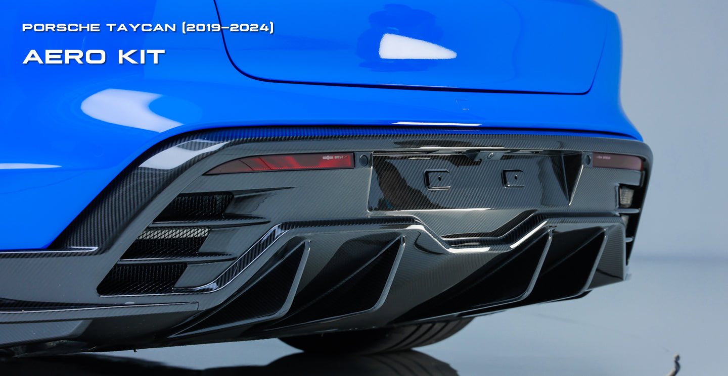 Porsche Taycan & Cross Turismo Base/4/4S/GTS  2020 2021 2022 2023 2024 with Aftermarket Parts - Rear Diffuser Pre-preg Carbon Fiber from Ventus Veloce
