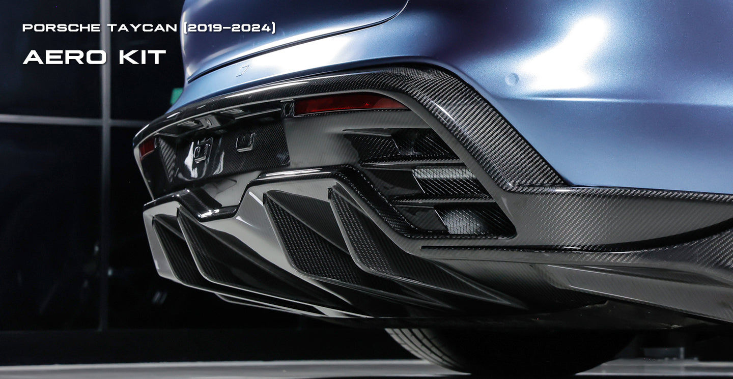 Porsche Taycan & Cross Turismo Base/4/4S/GTS  2020 2021 2022 2023 2024 with Aftermarket Parts - Rear Diffuser Pre-preg Carbon Fiber from Ventus Veloce