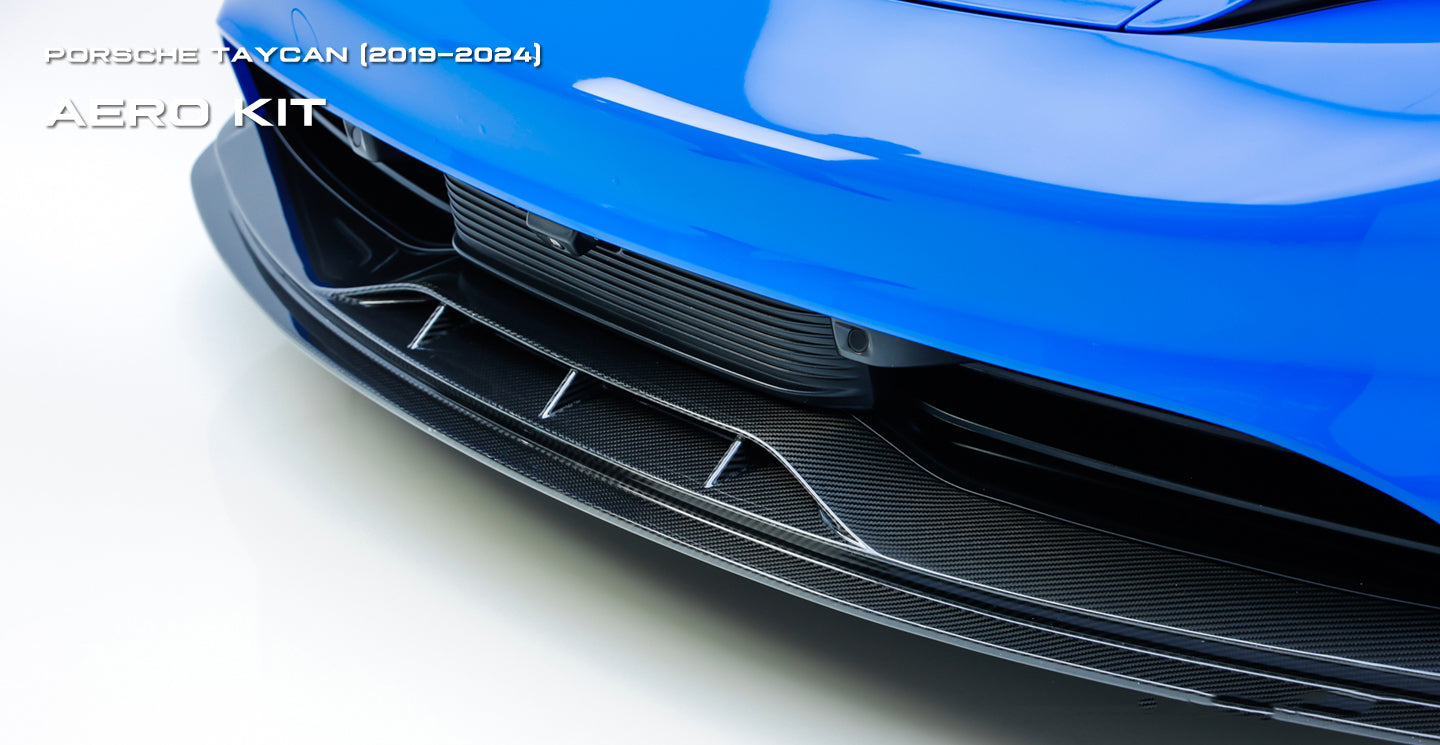 Porsche Taycan & Cross Turismo Base/4/4S/GTS  2020 2021 2022 2023 2024 with Aftermarket Parts - Front Lip Pre-preg Carbon Fiber from Ventus Veloce