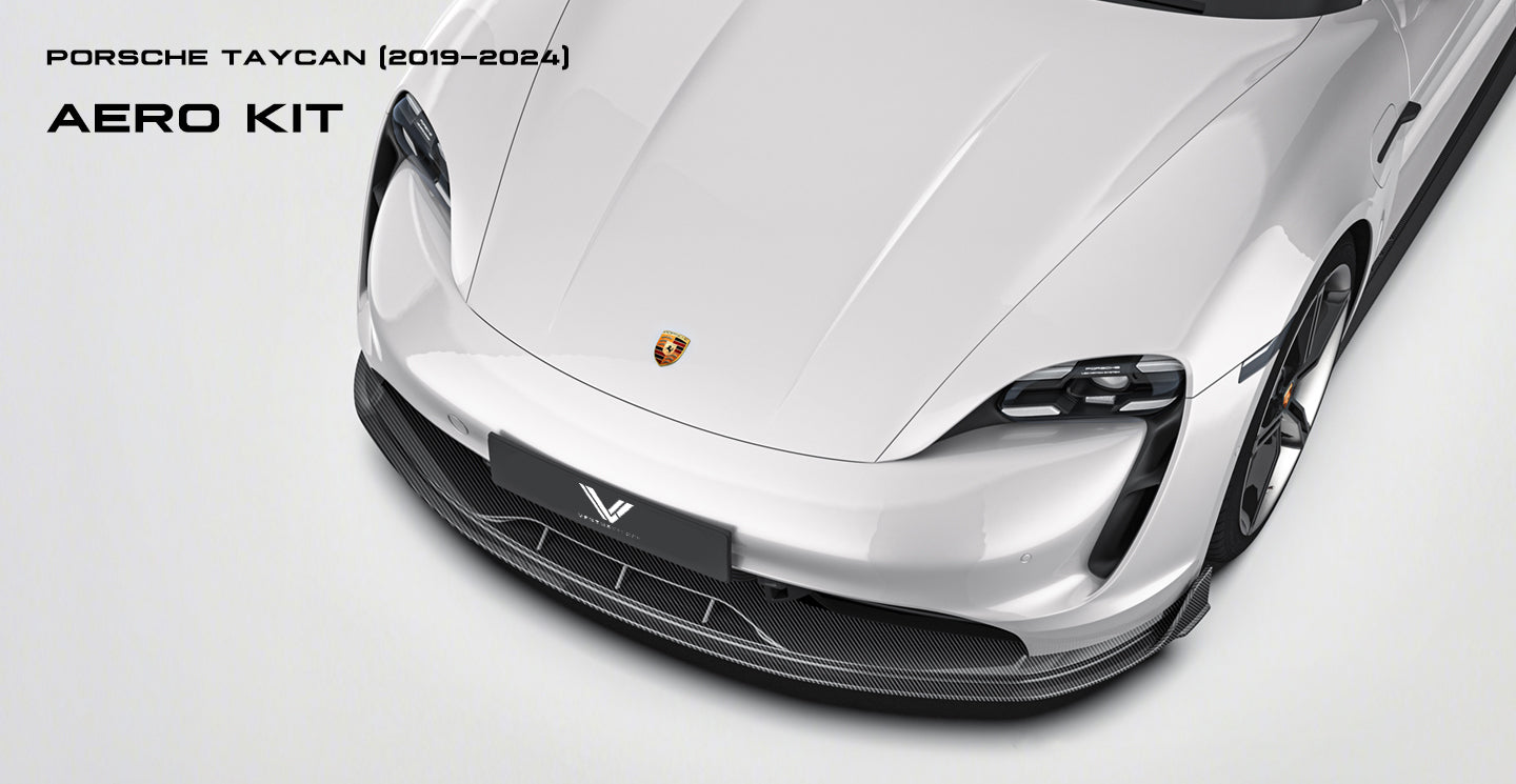 Porsche Taycan & Cross Turismo Base/4/4S/GTS  2020 2021 2022 2023 2024 with Aftermarket Parts - Front Lip Pre-preg Carbon Fiber from Ventus Veloce