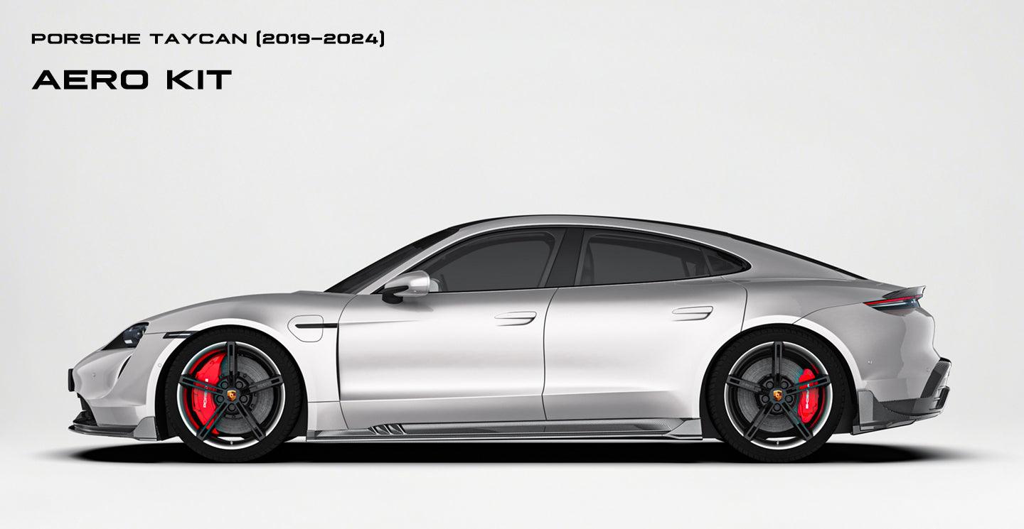 Porsche Taycan & Cross Turismo Base/4/4S/GTS/Turbo/Turbo S 2020 2021 2022 2023 2024 with Aftermarket Parts - Side Skirts Pre-preg Carbon Fiber from Ventus Veloce