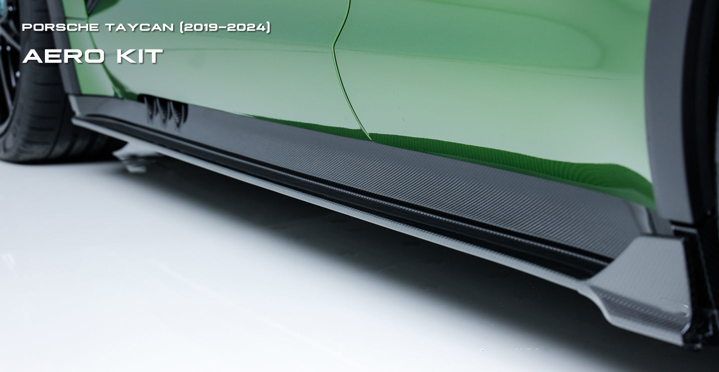 Porsche Taycan & Cross Turismo Base/4/4S/GTS/Turbo/Turbo S 2020 2021 2022 2023 2024 with Aftermarket Parts - Side Skirts Pre-preg Carbon Fiber from Ventus Veloce