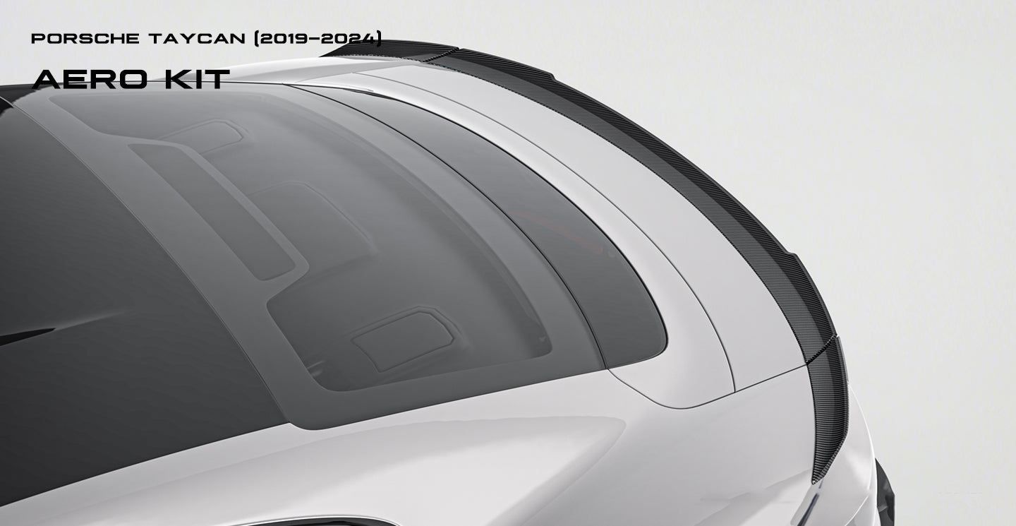 Porsche Taycan & Cross Turismo Base/4/4S/GTS/Turbo/Turbo S 2020 2021 2022 2023 2024 with Aftermarket Parts - Rear Spoiler Pre-preg Carbon Fiber from Ventus Veloce