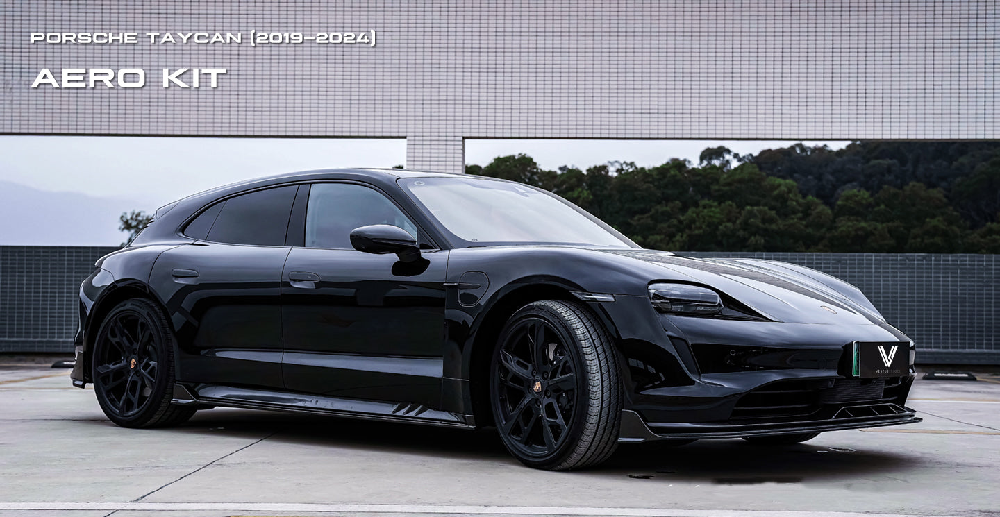 Porsche Taycan & Cross Turismo Base/4/4S/GTS  2020 2021 2022 2023 2024 with Aftermarket Parts - Front Lip Pre-preg Carbon Fiber from Ventus Veloce