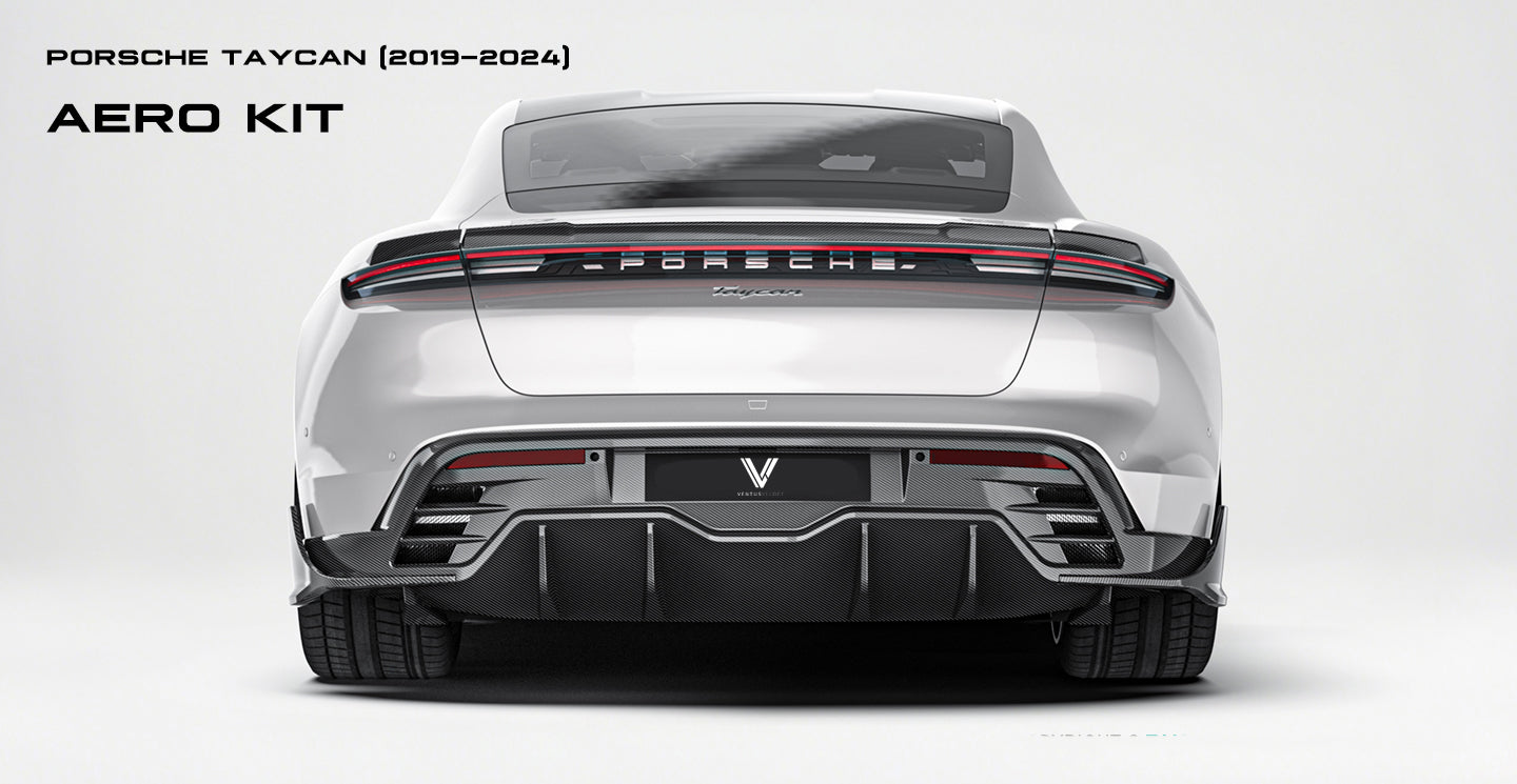 Porsche Taycan & Cross Turismo Base/4/4S/GTS  2020 2021 2022 2023 2024 with Aftermarket Parts - Rear Diffuser Pre-preg Carbon Fiber from Ventus Veloce