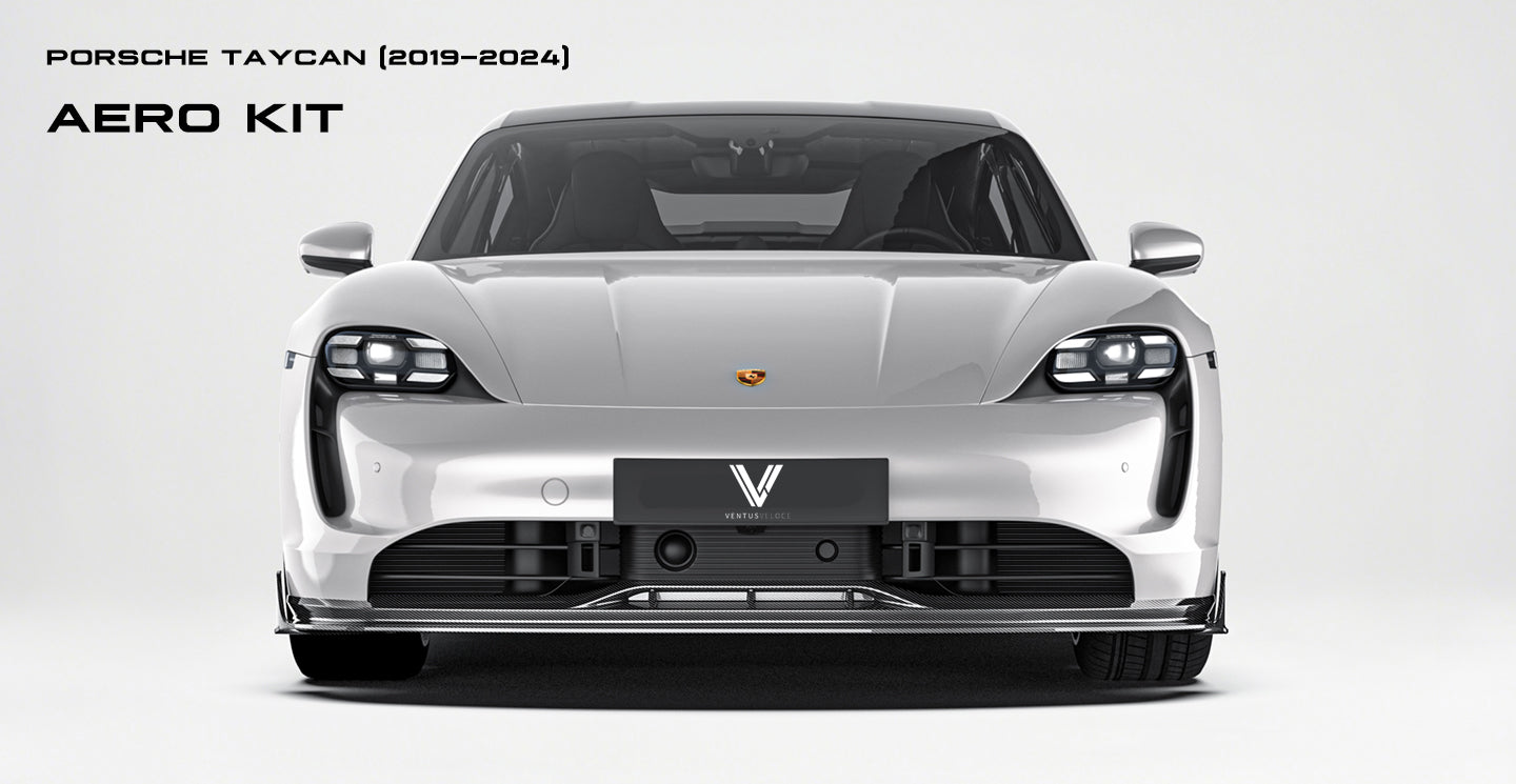 Porsche Taycan & Cross Turismo Base/4/4S/GTS  2020 2021 2022 2023 2024 with Aftermarket Parts - Front Lip Pre-preg Carbon Fiber from Ventus Veloce