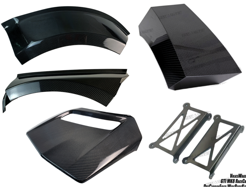 Volkswagen Golf GTI R MK8 2022-ON with Aftermarket Parts - Rear Quarter Panel Flares Set Carbon Fiber from Geex Village