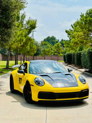 Porsche Style Crest Emblem Badge - Blacked Out Carbon Fiber