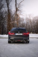 BMW 3 Series 330i (with M-package bumper, does not fit base model) M340i G20 Pre-LCI 2019 2020 2021 2022 with Aftermarket Parts - V2 Style Rear Diffuser & Canards Pre-preg Carbon Fiber from TAKD Carbon