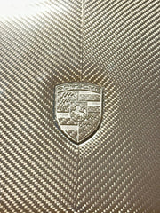 Porsche Style Crest Emblem Badge - Blacked Out Carbon Fiber