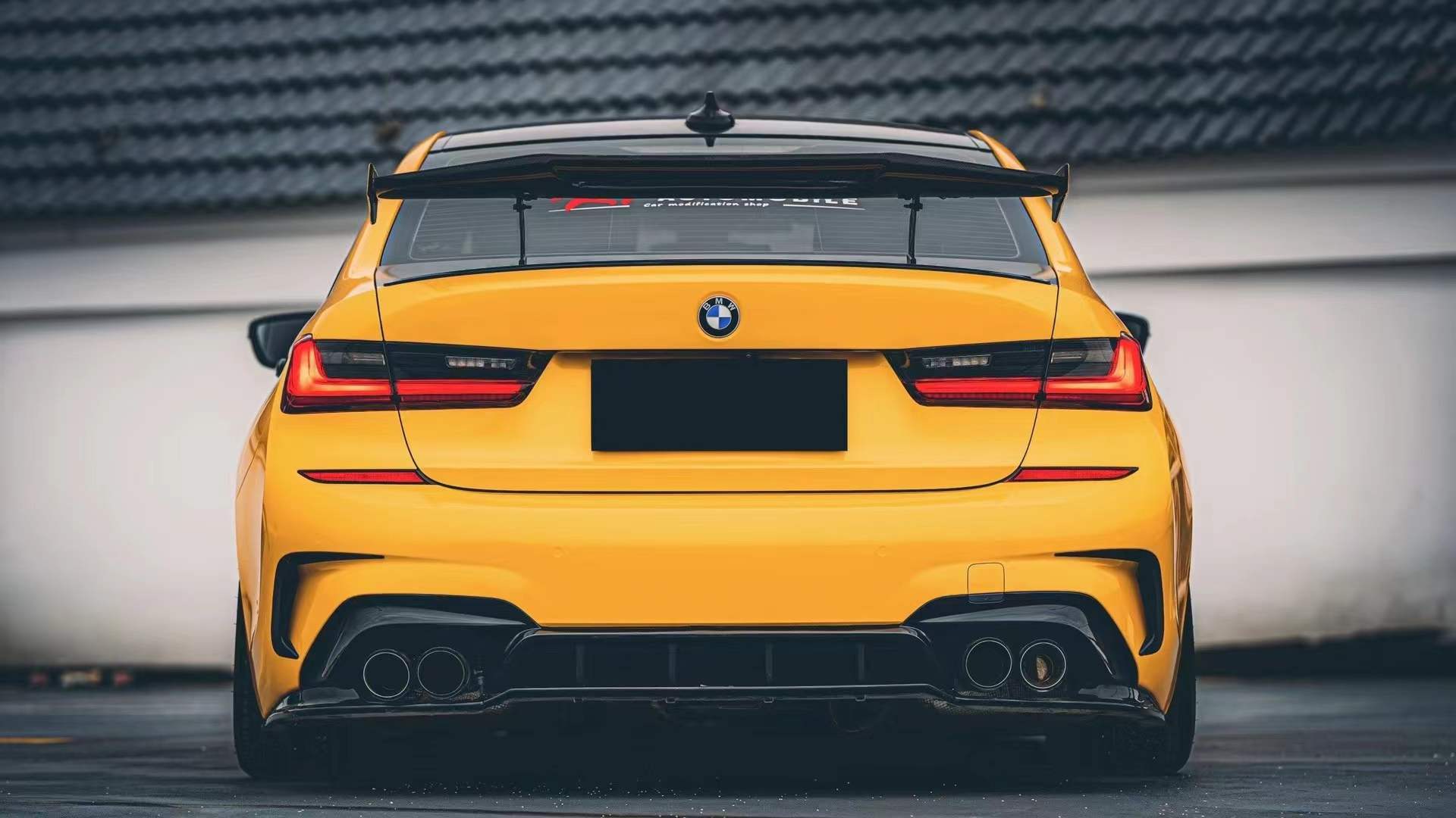 BMW 3 Series M340i 330i (With M-Package Bumper, does not fit base model) G20 G21 Pre-LCI 2019 2020 2021 2022 with Aftermarket Parts - V1 Style Rear Diffuser & Lower Splitters PP from Yofer USA