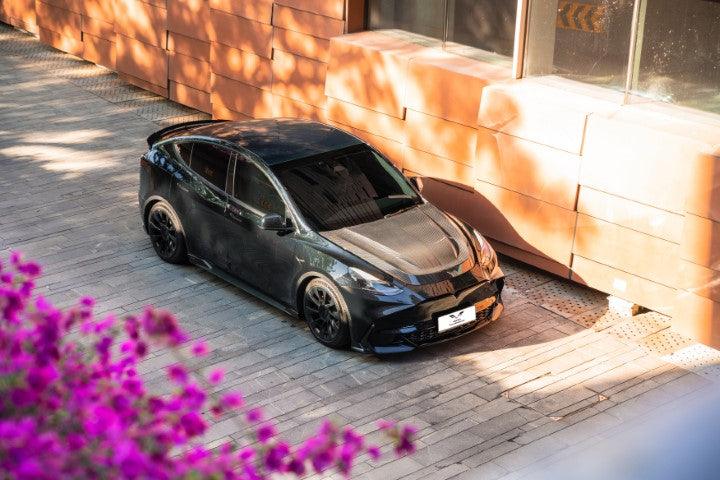 Tesla Model Y / Performance 2021-ON with Aftermarket Parts - Loong Flames Max Front Bumper PP from Yofer USA