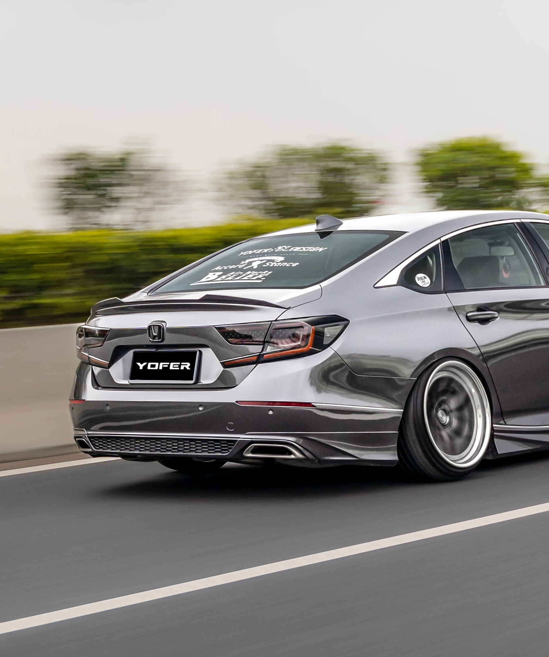 Honda Accord 10th 10.5th Gen 2018-2022 with Aftermarket Parts - V1 Style Rear Diffuser & Rear Canards PP from Yofer USA
