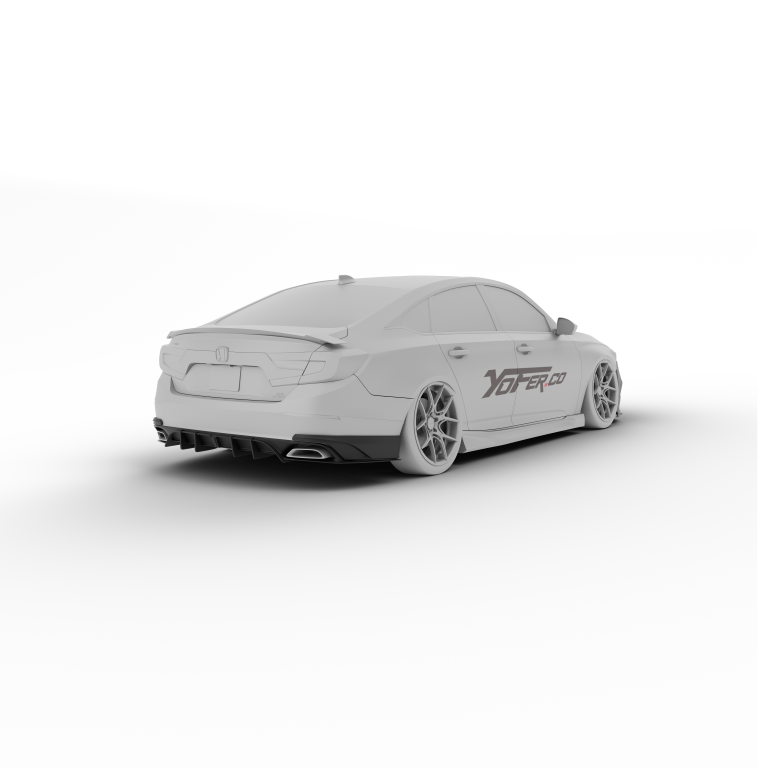Honda Accord 10th 10.5th Gen 2018-2022 with Aftermarket Parts - V2 Style Rear Diffuser & Rear Canards PP from Yofer USA