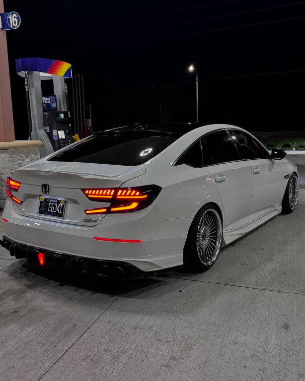 Honda Accord 10th 10.5th Gen 2018-2022 with Aftermarket Parts - V2 Style Rear Diffuser & Rear Canards PP from Yofer USA