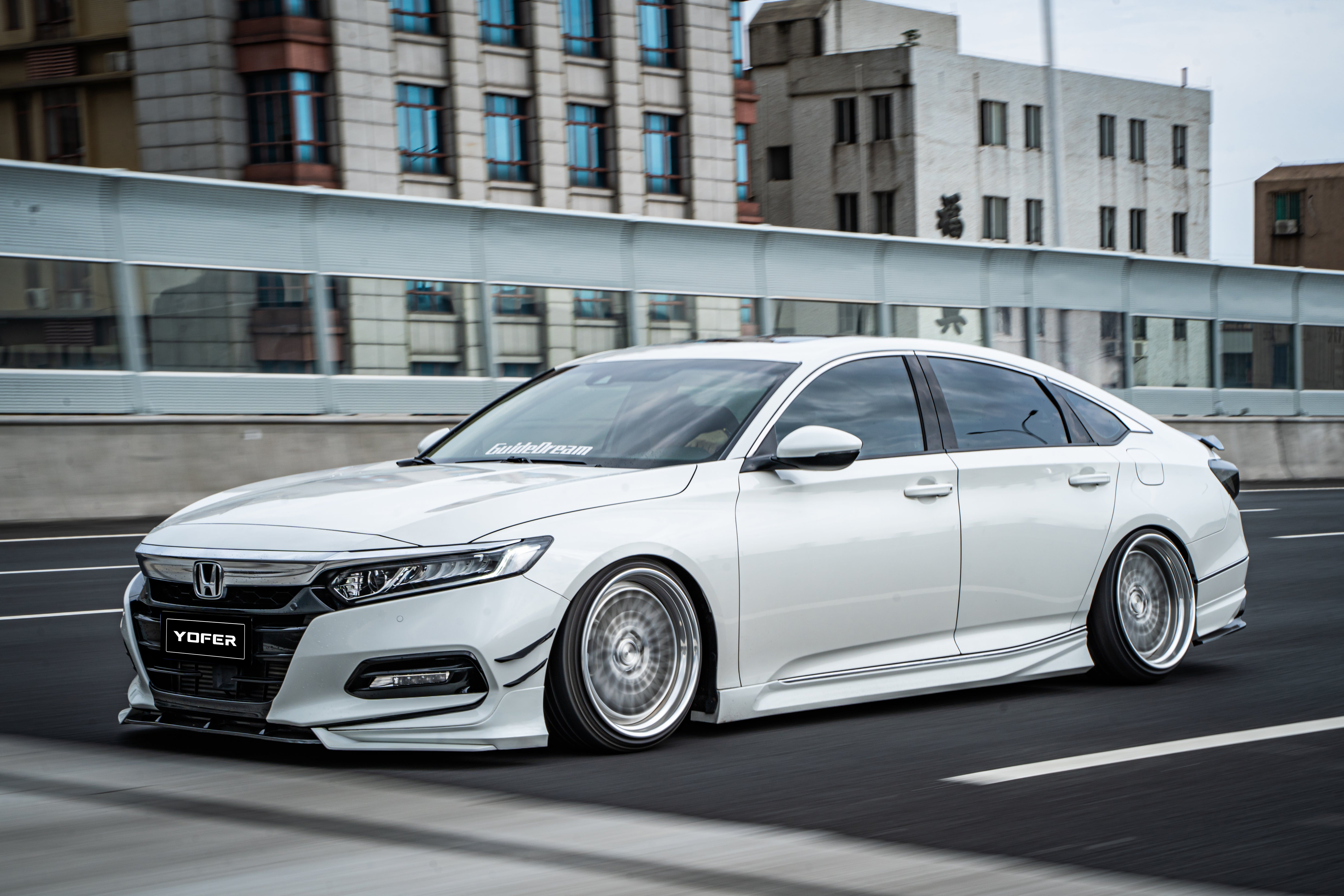 Honda Accord 10th Gen Pre-facelift 2018-2020 with Aftermarket Parts - Front Lip PP from Yofer USA
