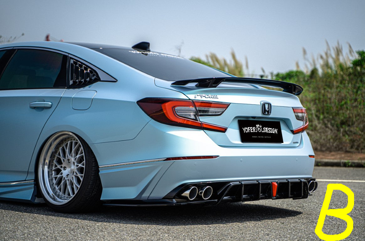 Honda Accord 10th 10.5th Gen 2018-2022 with Aftermarket Parts - V2 Style Rear Diffuser & Rear Canards PP from Yofer USA