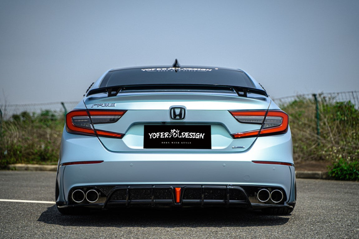 Honda Accord 10th 10.5th Gen 2018-2022 with Aftermarket Parts - V1 Style Rear Diffuser & Rear Canards PP from Yofer USA
