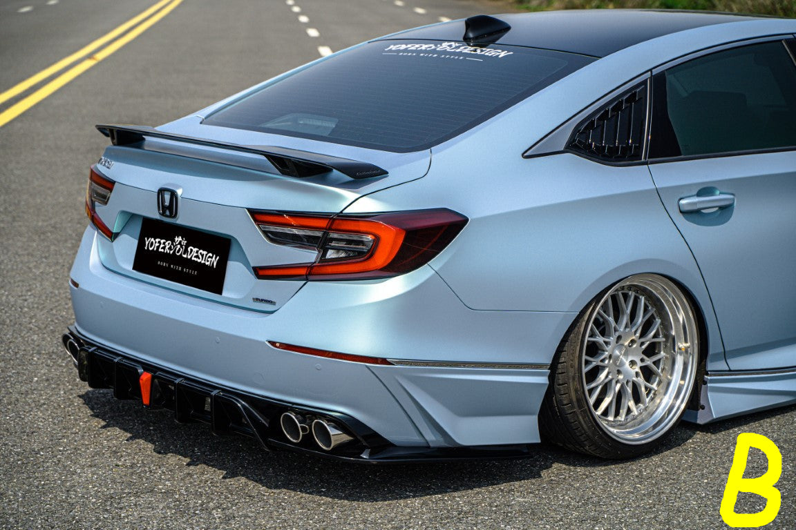 Honda Accord 10th 10.5th Gen 2018-2022 with Aftermarket Parts - V2 Style Rear Diffuser & Rear Canards PP from Yofer USA

