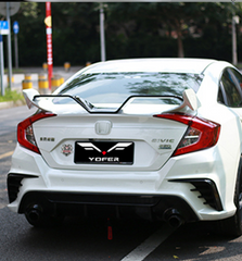 Honda Civic 10th Gen FC1 FC2 FC5 FC6 2016-2021 with Aftermarket Parts - Rear Spoiler ABS from Yofer USA
