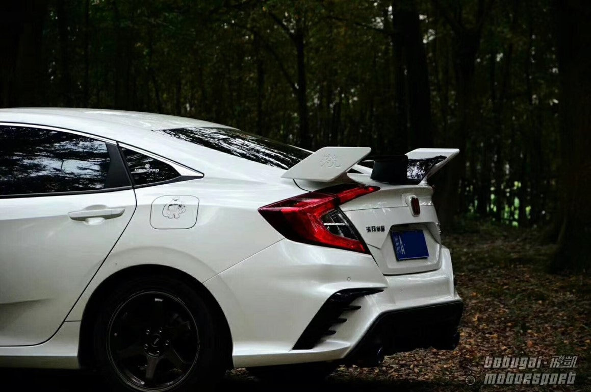 Honda Civic 10th Gen FC1 FC2 FC5 FC6 2016-2021 with Aftermarket Parts - Rear Spoiler ABS from Yofer USA
