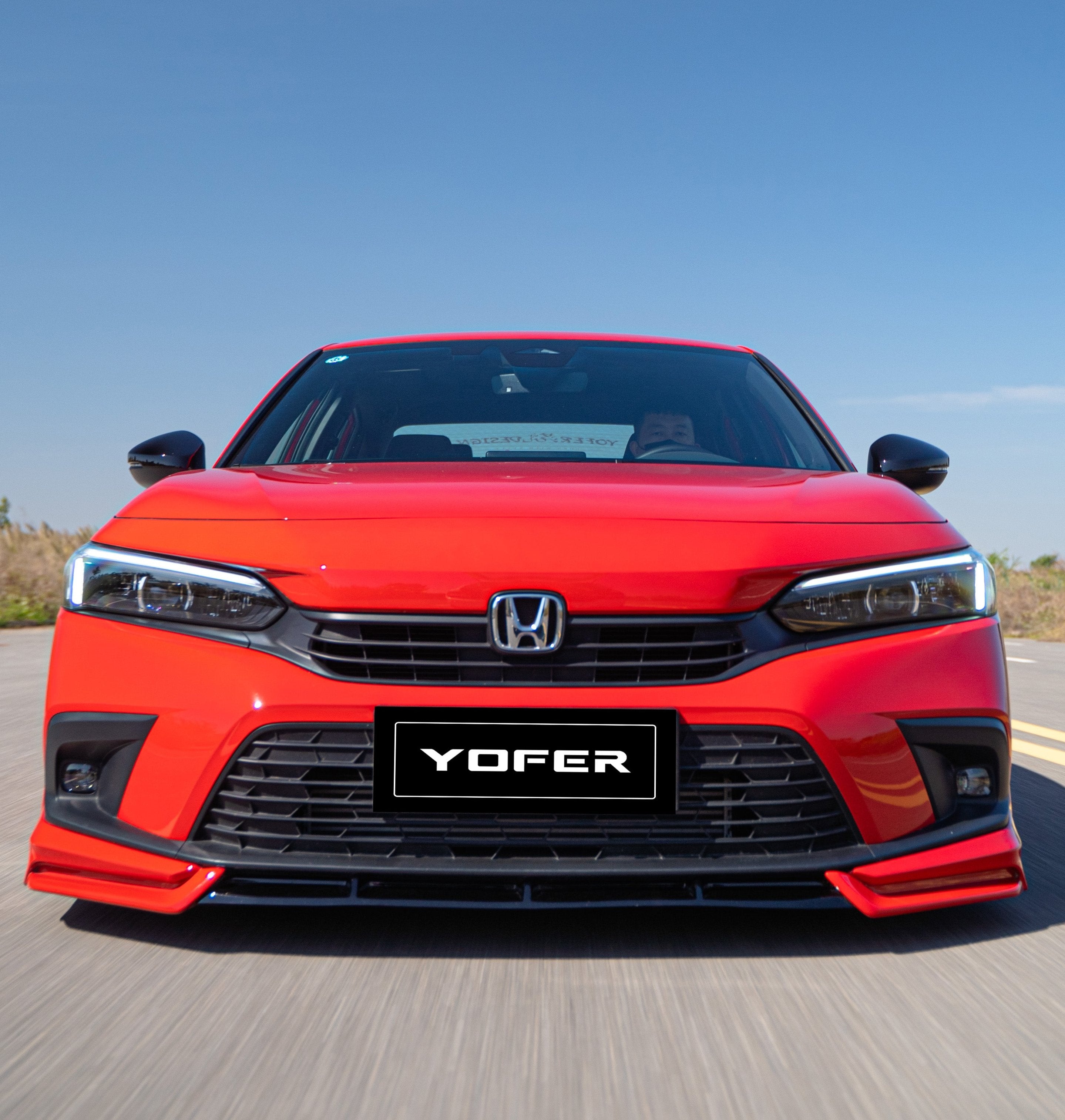 Honda Civic 11th Gen FE1 FE2 FE4 2022-ON & Civic 11th Gen FL1 FL2 FL4 2022-ON with Aftermarket Parts - V2 Style Front Lip Spliter PP from Yofer USA
