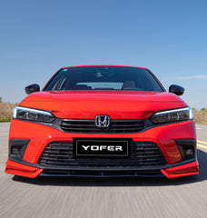Honda Civic 11th Gen FE1 FE2 FE4 2022-ON & Civic 11th Gen FL1 FL2 FL4 2022-ON with Aftermarket Parts - V2 Style Front Lip Spliter PP from Yofer USA
