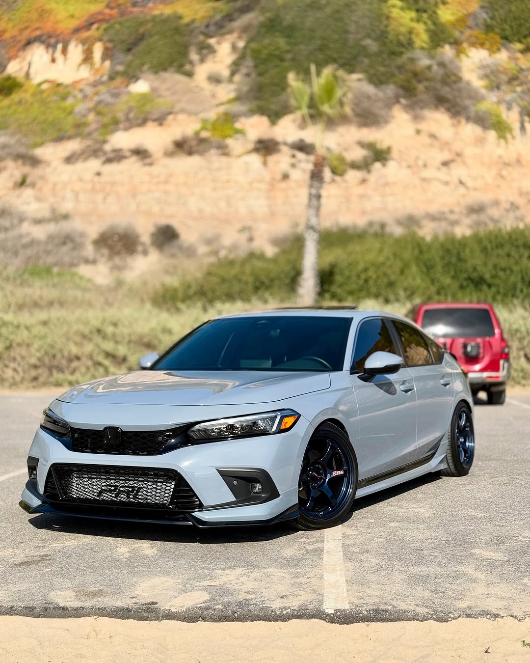 Honda Civic 11th Gen FE1 FE2 FE4 2022-ON & Civic 11th Gen FL1 FL2 FL4 2022-ON with Aftermarket Parts - V2 Style Front Lip Spliter PP from Yofer USA