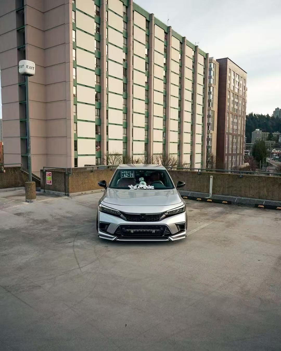 Honda Civic 11th Gen FE1 FE2 FE4 2022-ON & Civic 11th Gen FL1 FL2 FL4 2022-ON with Aftermarket Parts - V1 Style Front Lip Spliter PP from Yofer USA