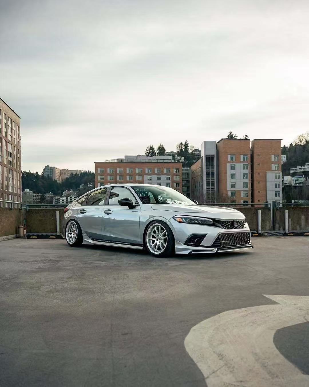 Honda Civic 11th Gen FE1 FE2 FE4 2022-ON & Civic 11th Gen FL1 FL2 FL4 2022-ON with Aftermarket Parts - V1 Style Front Lip Spliter PP from Yofer USA