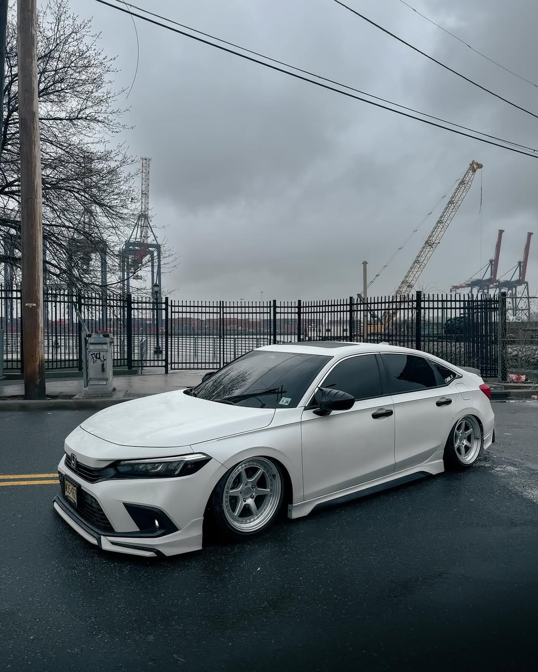 Honda Civic 11th Gen FE1 FE2 FE4 2022-ON & Civic 11th Gen FL1 FL2 FL4 2022-ON with Aftermarket Parts - V1 Style Front Lip Spliter PP from Yofer USA
