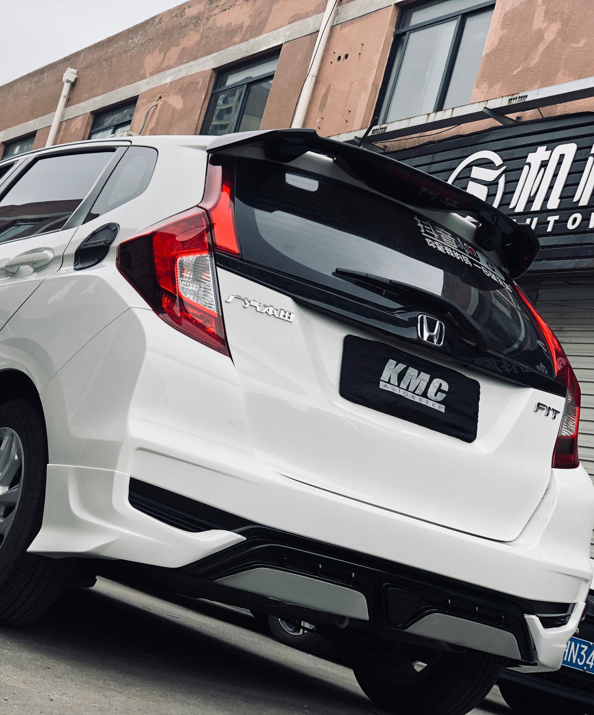 Honda Fit 3rd Gen GK3 GK4 GK5 GK6 GK7 GH7 GP5 GP6 2015-2020 with Aftermarket Parts - Rear Roof Spoiler ABS from Yofer USA
