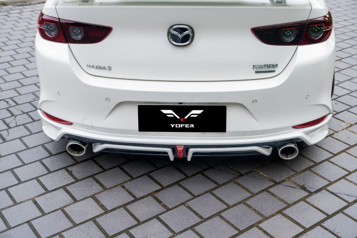 Mazda3 4th Gen BP 2019 2020 2021 2022 2023 2024 with Aftermarket Parts - Rear Diffuser & Canards PP from Yofer USA