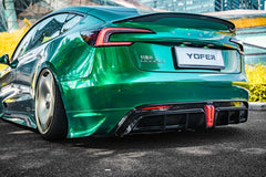 Tesla Model 3 Highland / Performance 2024 with Aftermarket Parts - V1 Sports Rear Diffuser & Canards PP from Yofer USA