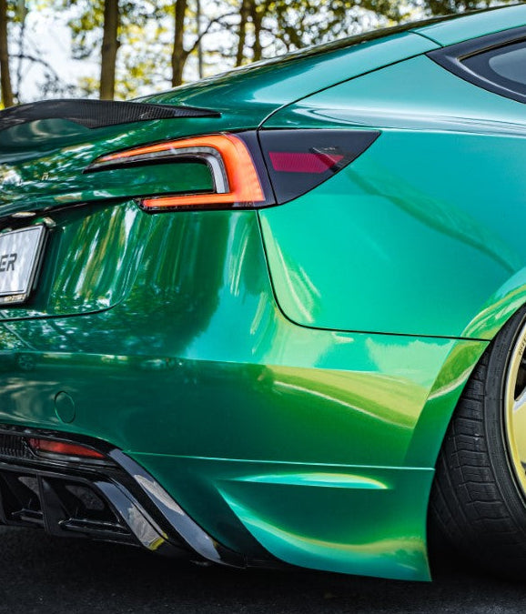 Tesla Model 3 Highland / Performance 2024 with Aftermarket Parts - V1 Sports Rear Diffuser & Canards PP from Yofer USA