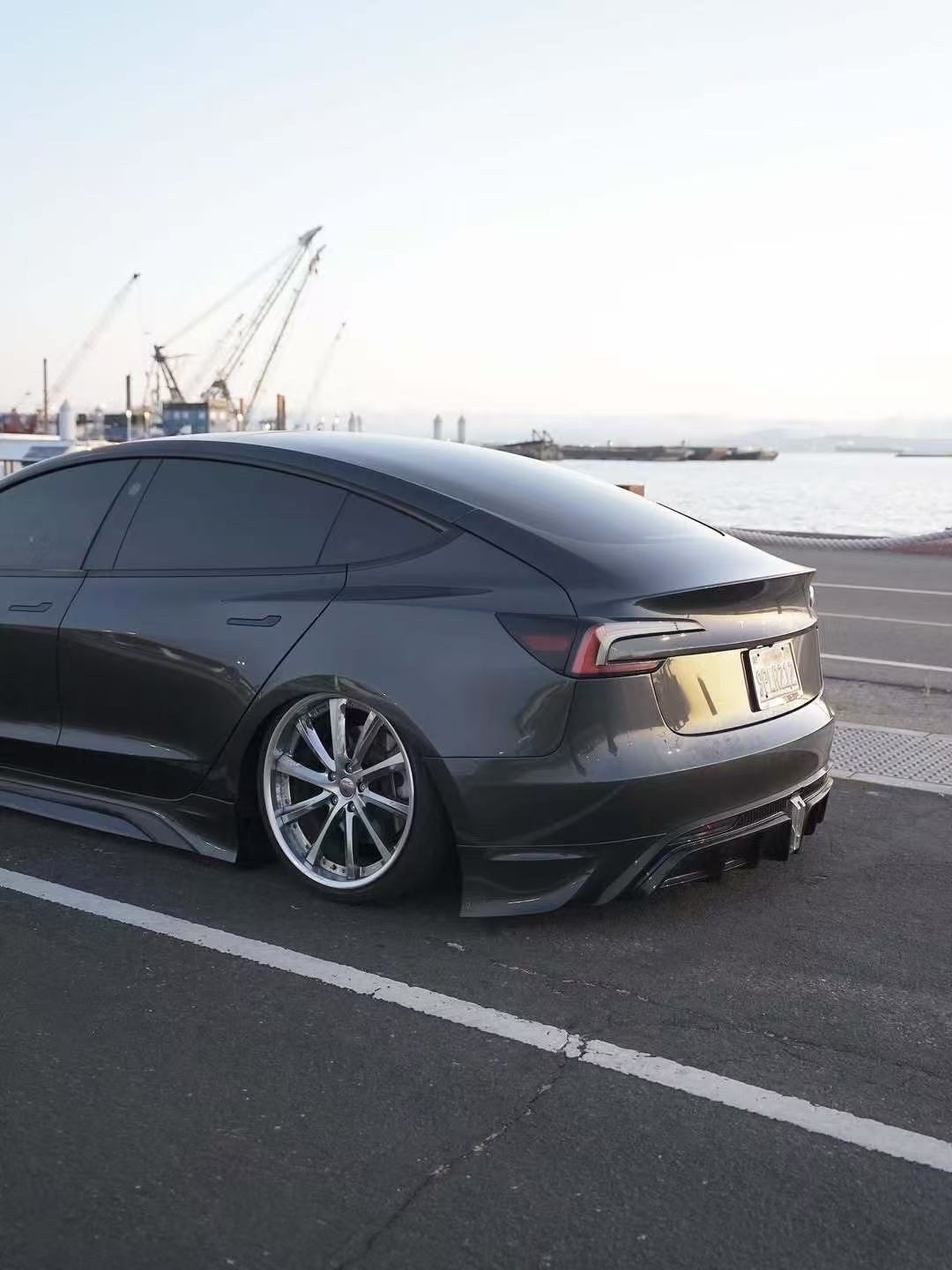Tesla Model 3 Highland / Performance 2024 with Aftermarket Parts - V2 Rear Diffuser & Canards PP from Yofer USA