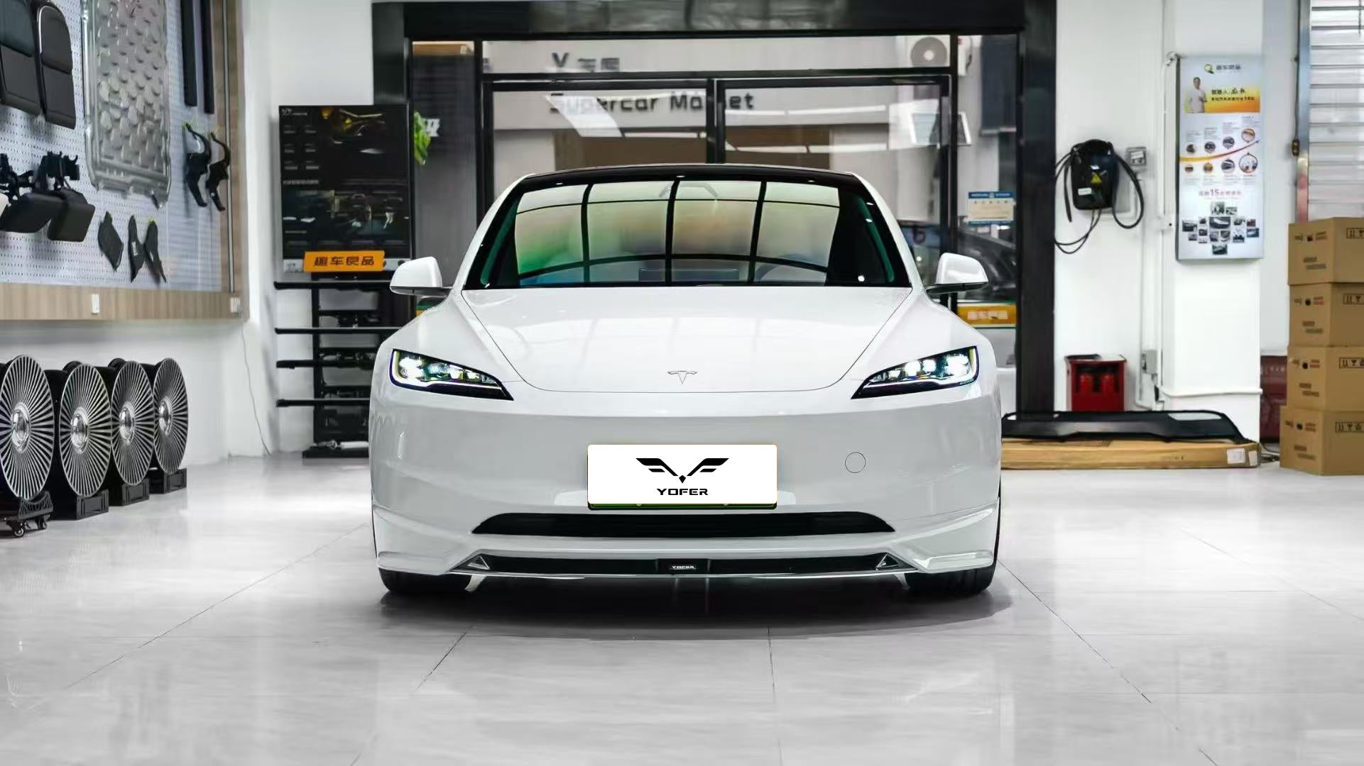 Tesla Model 3 Highland 2024 with Aftermarket Parts - Front Lip Splitter ABS & PP from Yofer USA