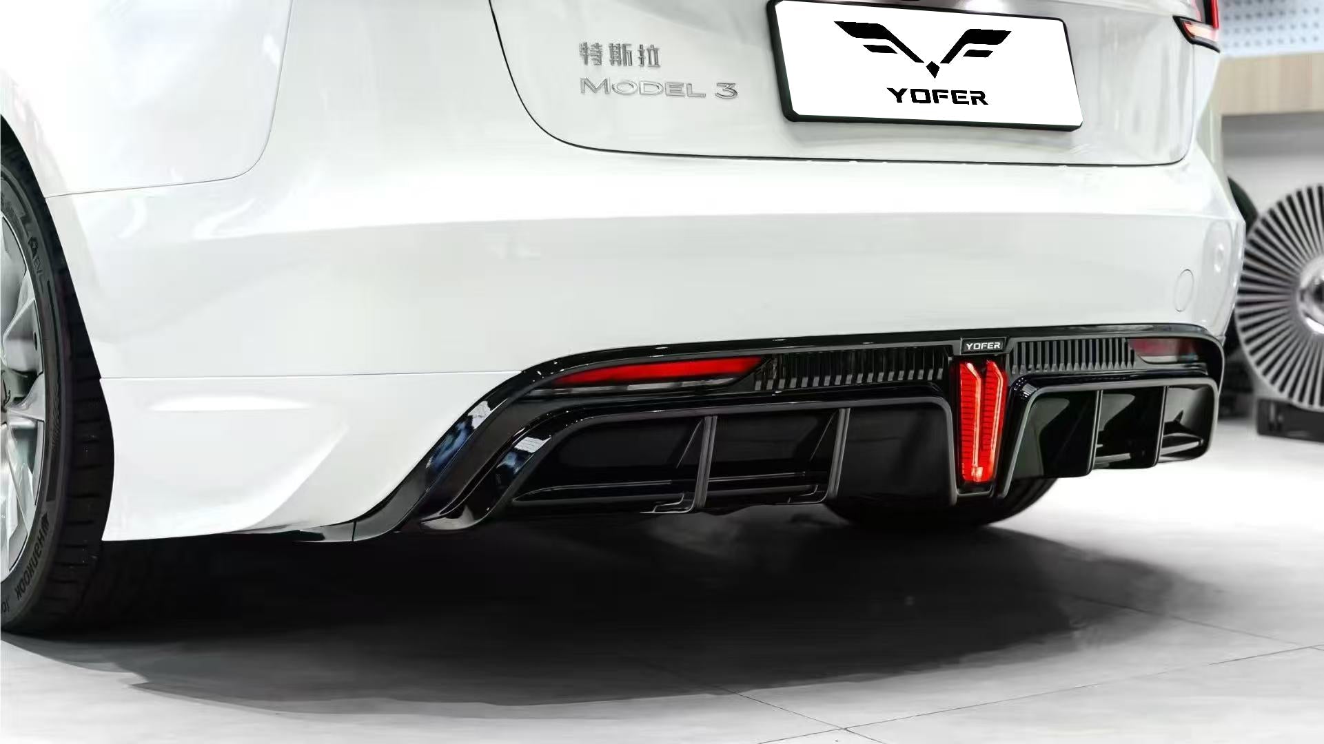 Tesla Model 3 Highland / Performance 2024 with Aftermarket Parts - V2 Rear Diffuser & Canards PP from Yofer USA