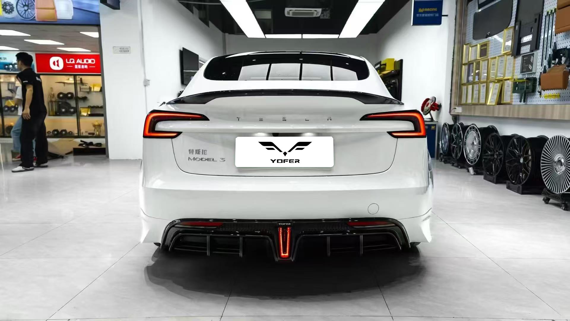 Tesla Model 3 Highland / Performance 2024 with Aftermarket Parts - Rear Spoiler Pre-preg Carbon Fiber / ABS from Yofer USA