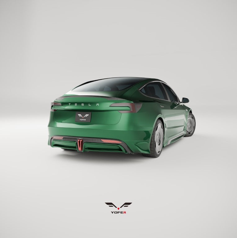 Tesla Model 3 Highland / Performance 2024-ON with Aftermarket Parts - Rear Spoiler Pre-preg Carbon Fiber / ABS from Yofer USA
