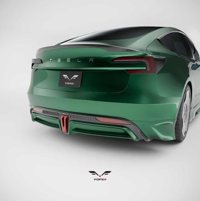 Tesla Model 3 Highland / Performance 2024-ON with Aftermarket Parts - Rear Spoiler Pre-preg Carbon Fiber / ABS from Yofer USA
