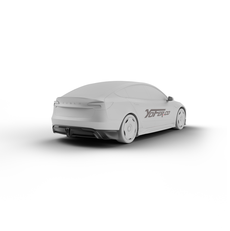 Tesla Model 3 Highland / Performance 2024 with Aftermarket Parts - V2 Rear Diffuser & Canards PP from Yofer USA