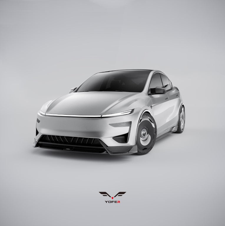 Tesla Model Y Juniper 2026-ON with Aftermarket Parts - Loong Flames Pro Front Lip PP Polypropylene from Yofer USA