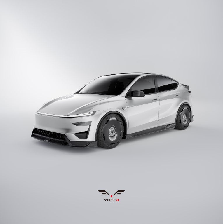 Tesla Model Y Juniper 2026-ON with Aftermarket Parts - Loong Flames Pro Front Lip PP Polypropylene from Yofer USA